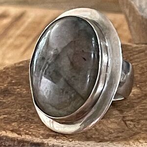 Vintage Labradorite/Sterling Ring. Very Vibrant Stone.